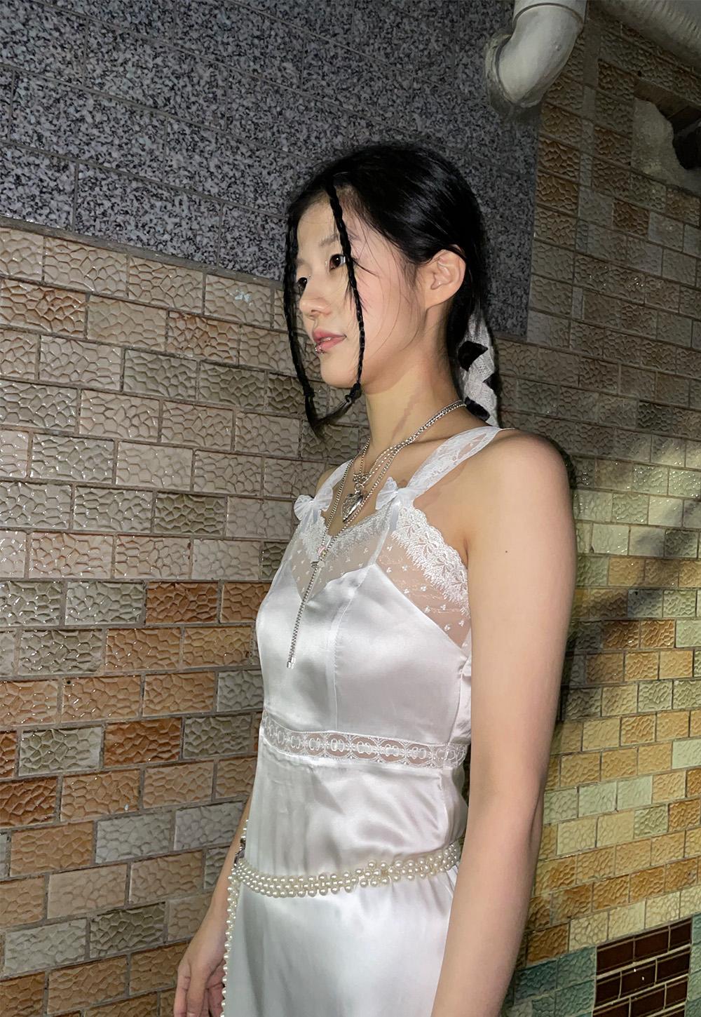 ROSE SILK LACE DRESS _WHITE