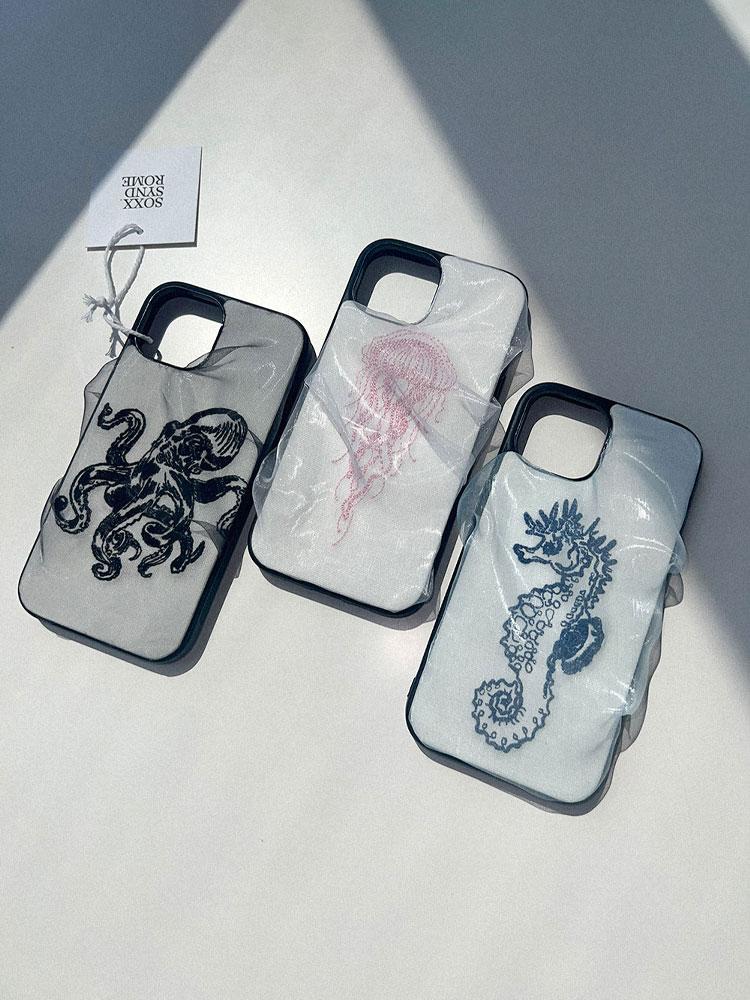 [오간자 시스루 자수 케이스]Marine life