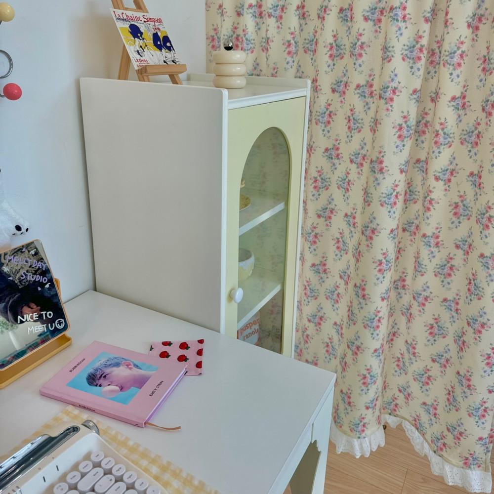 creamy lemon floral curtain 빈티지커튼 아이방커튼 플라워 반창 커튼