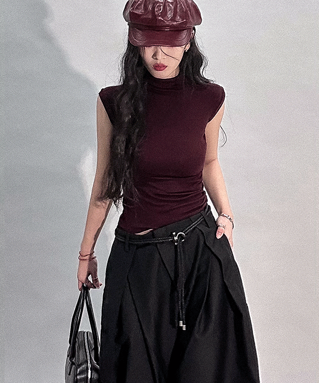 [3C] 울 모크넥 모던 슬림핏 골지 T