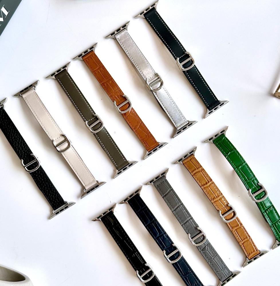 애플워치 가죽 스트랩 디버클 악어 밴드 슬림 울트라 SE 2 7 8 9 블랙