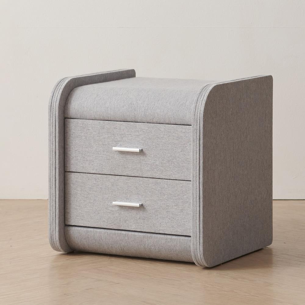 루크 패브릭 침대옆 협탁 2단 수납장 침실 쇼파 소형 협탁 인테리어 가구(라이트그레이)