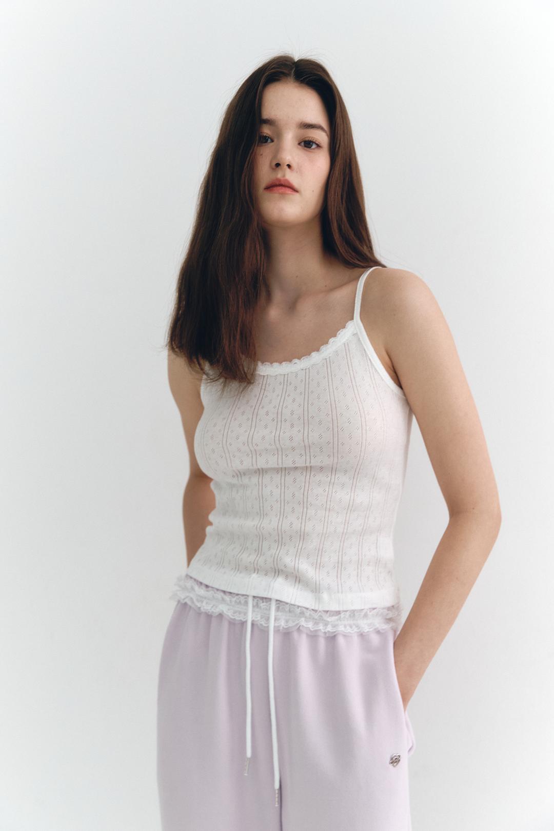 Punching Lace Sleeveless White
