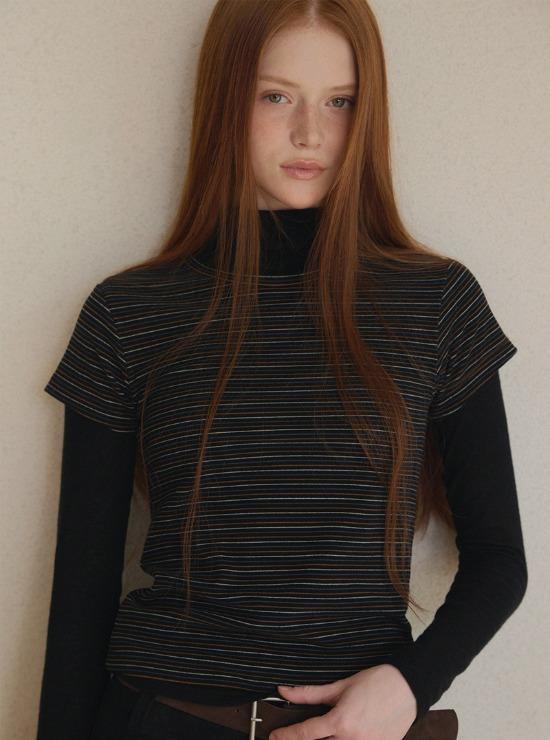 [온라인단독] 드콜 스트라이프 피치 반팔 티셔츠