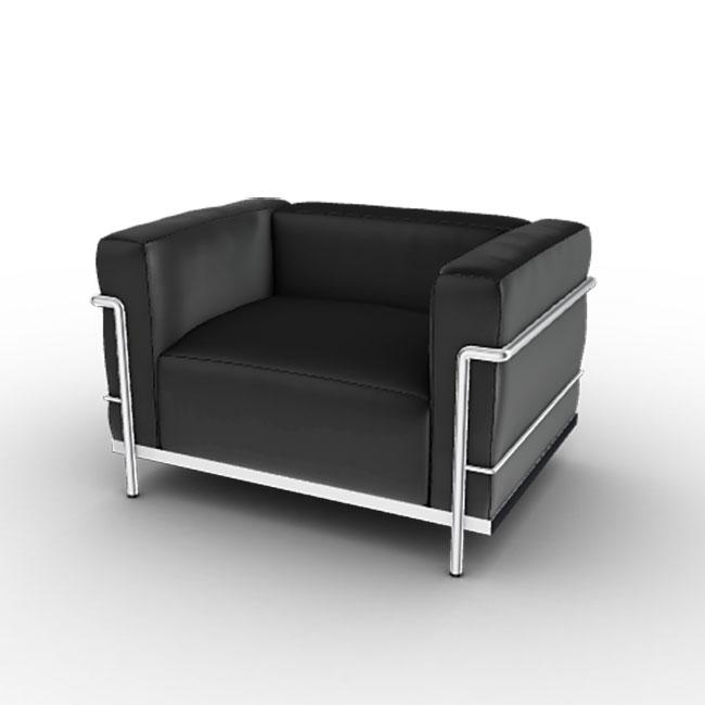 LC3 소파 (1 시트/구스폼) - 크롬 & 그라피트 X등급