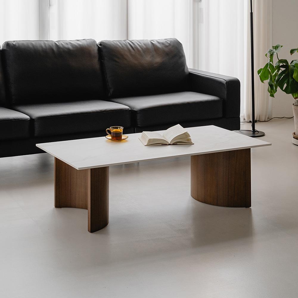 퓨로 보에 세라믹 낮은 원목 거실 테이블