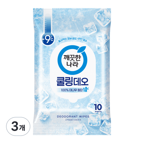 깨끗한나라 페퍼민트 쿨링 휴대용 데오티슈 10p, 66g, 3개 - 청결제/제모제/슬리밍 | 쿠팡
