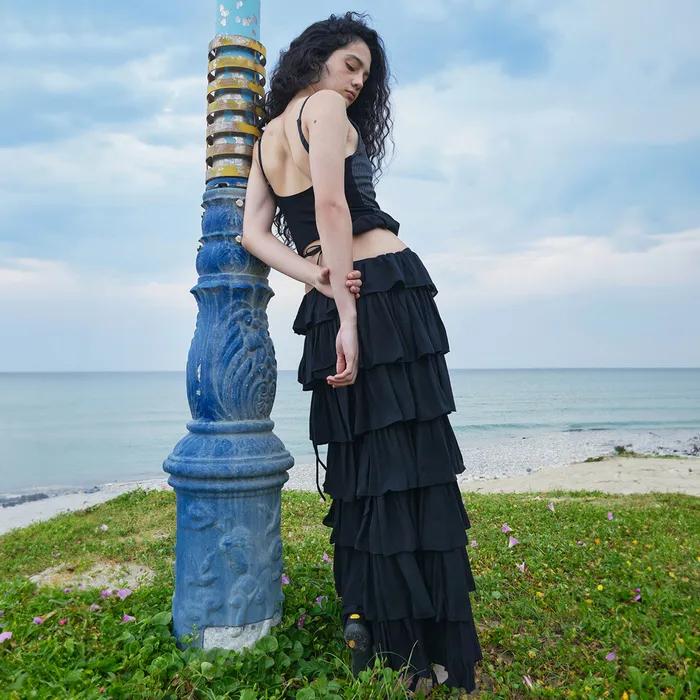 G_TIE CANCAN SKIRT / BLACK