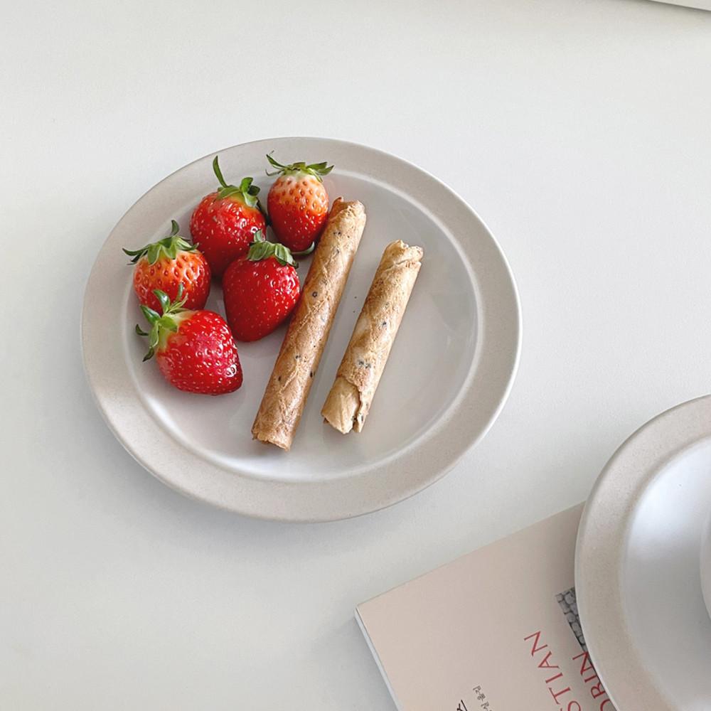 클레이탄 베이지림 한식 양식 디저트 앞접시 그릇 원형 접시 mini