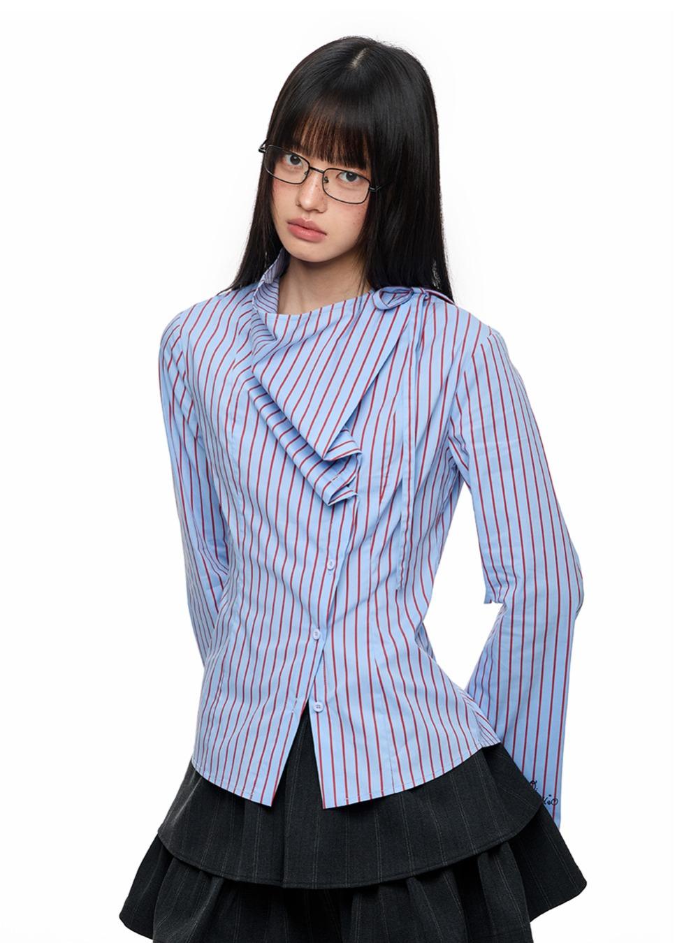 Striped Slim Wrap Shirt (2color)