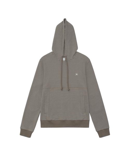 TCM contrast stripe hoodie (brown)