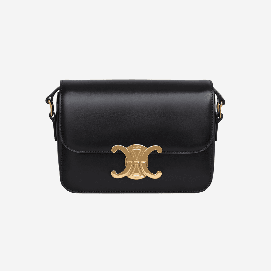 Celine Teen Triomphe Bag in Shiny Calfskin Black