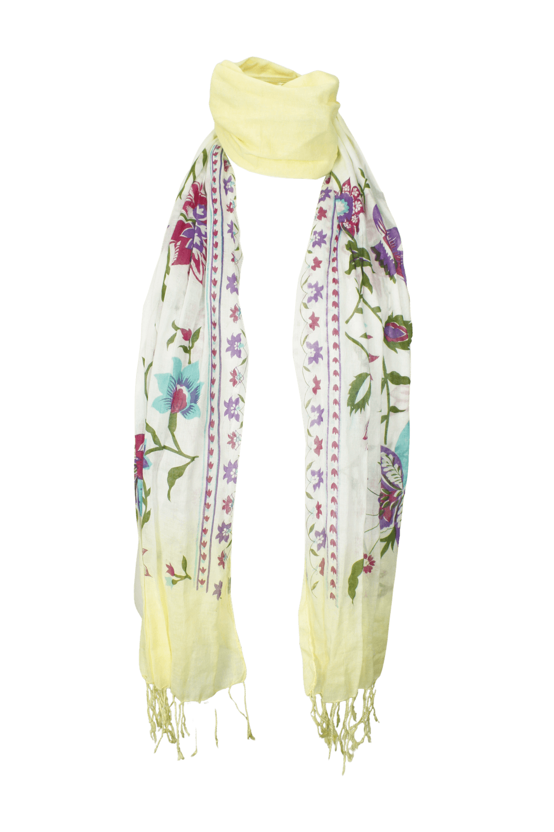 [Pink orchid house] Oriental flower scarf (White/Yellow)
