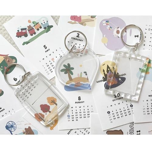 하트 사각 크리스탈 키홀더 열쇠고리 투명 포카 액자 가방 / acrylic photo key ring <3 types>