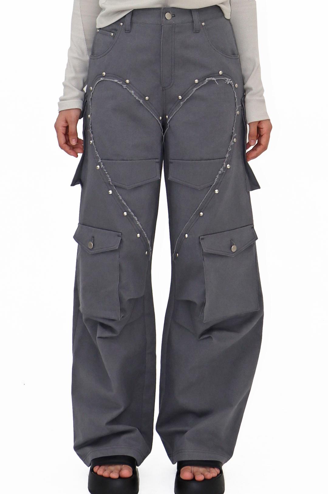 .heart cargo pants grey