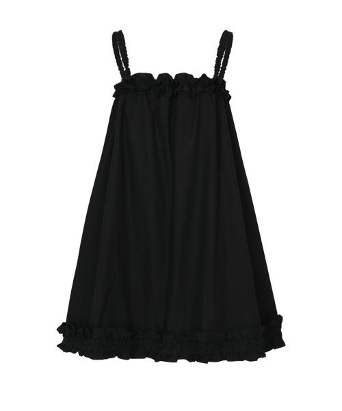 Forest Frill Mini Dress (Black)
