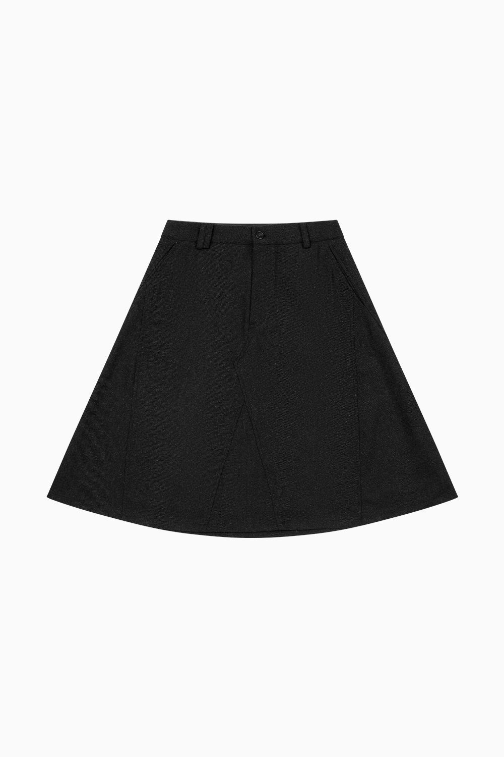 WOOL TWILL A-LINE SKIRT, CHARCOAL