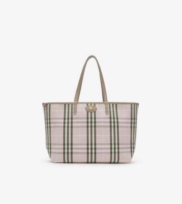 미디엄 리버시블 블룸스버리 토트 (머쉬룸 베이지/맬로(Mallow) 핑크) - 여성, 가죽 | 공식 Burberry®
