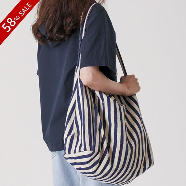 [58% 세일] 스트라이프 빅 코튼백 (네이비)