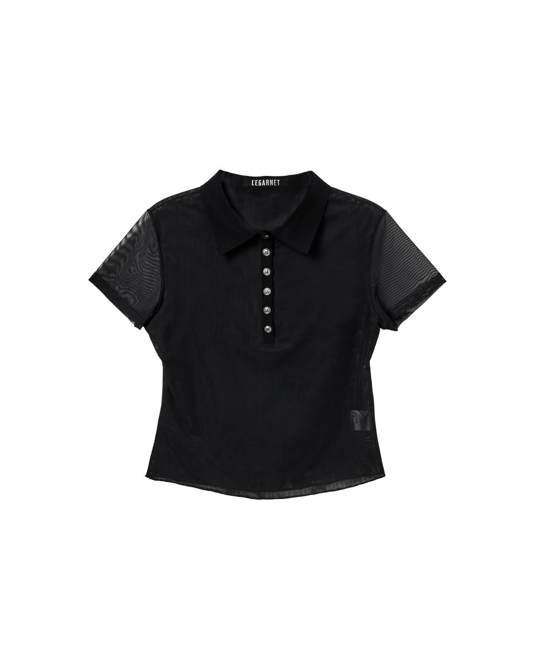 SLIM MESH COLLAR TOP_BLACK