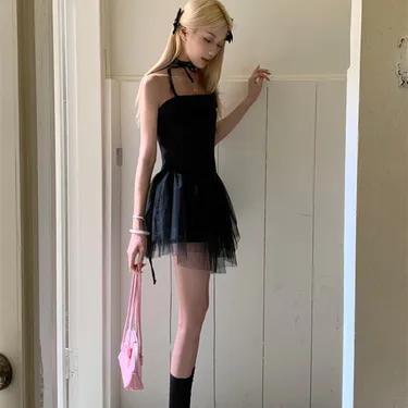 블랙 오간자 나시원피스 연말룩 파티룩 연말원피스