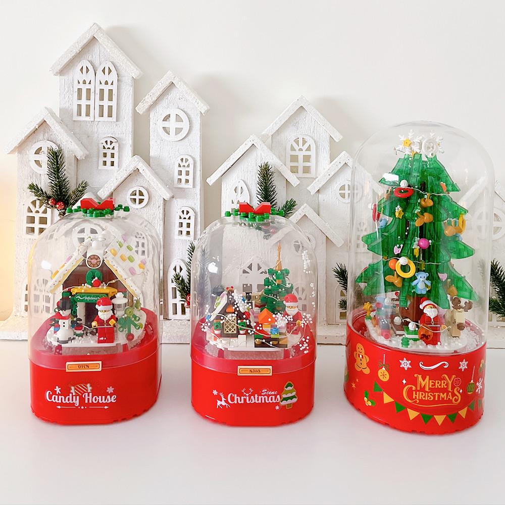 쿠마마 크리스마스 눈내리는 오르골 트리 레고 블럭 DIY 조립