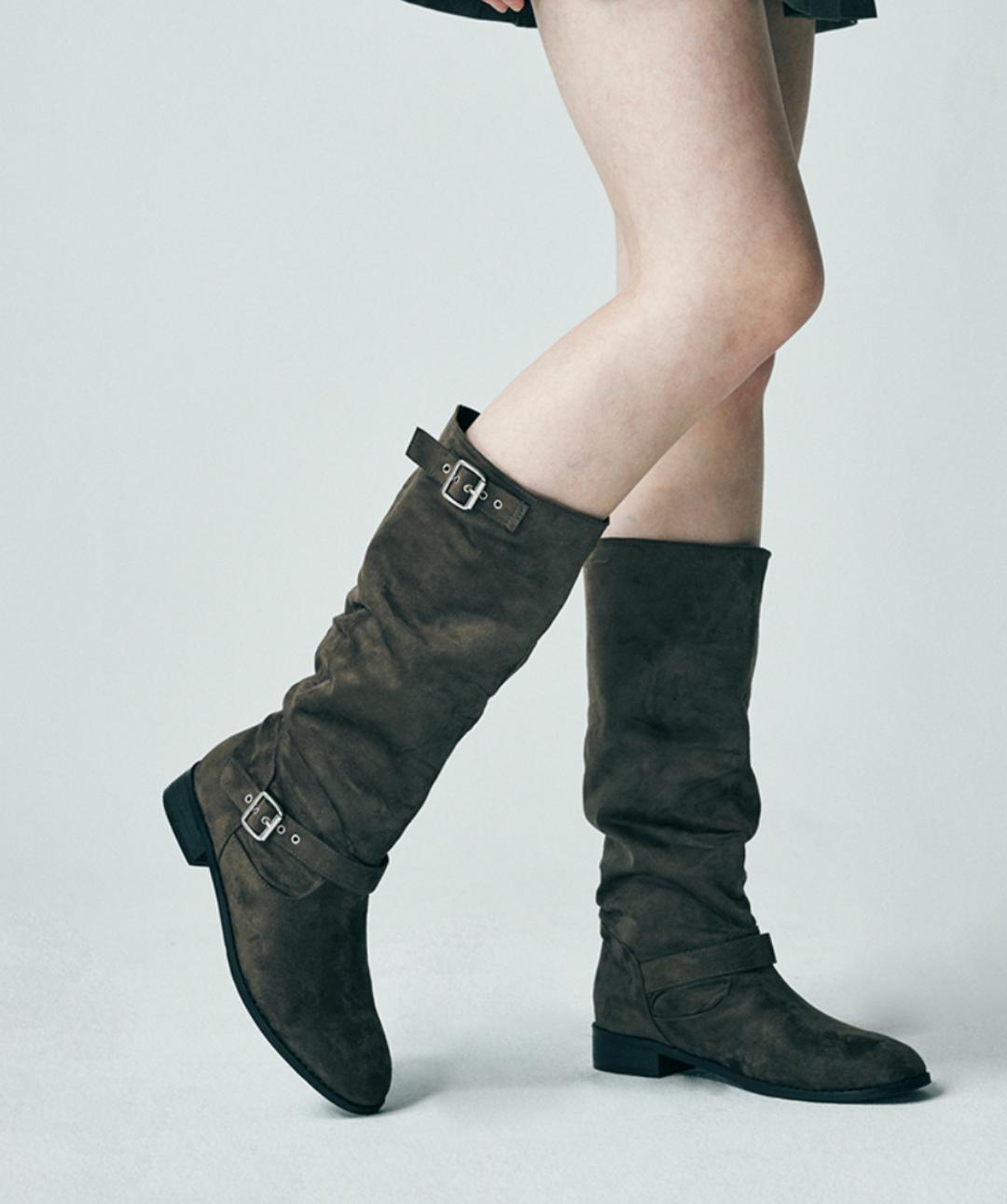 솔트앤초콜릿 [ 에이프롬 PICK] [지그재그 단독] 스퀘어 토 스웨이드 미들부츠 412346008 (3cm/2color)