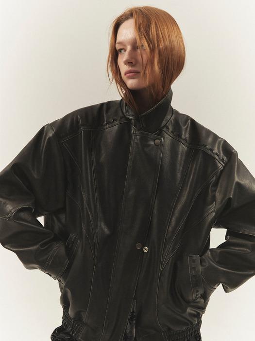 GWEN VEGAN LEATHER BOMBER JUMPER_BLACK