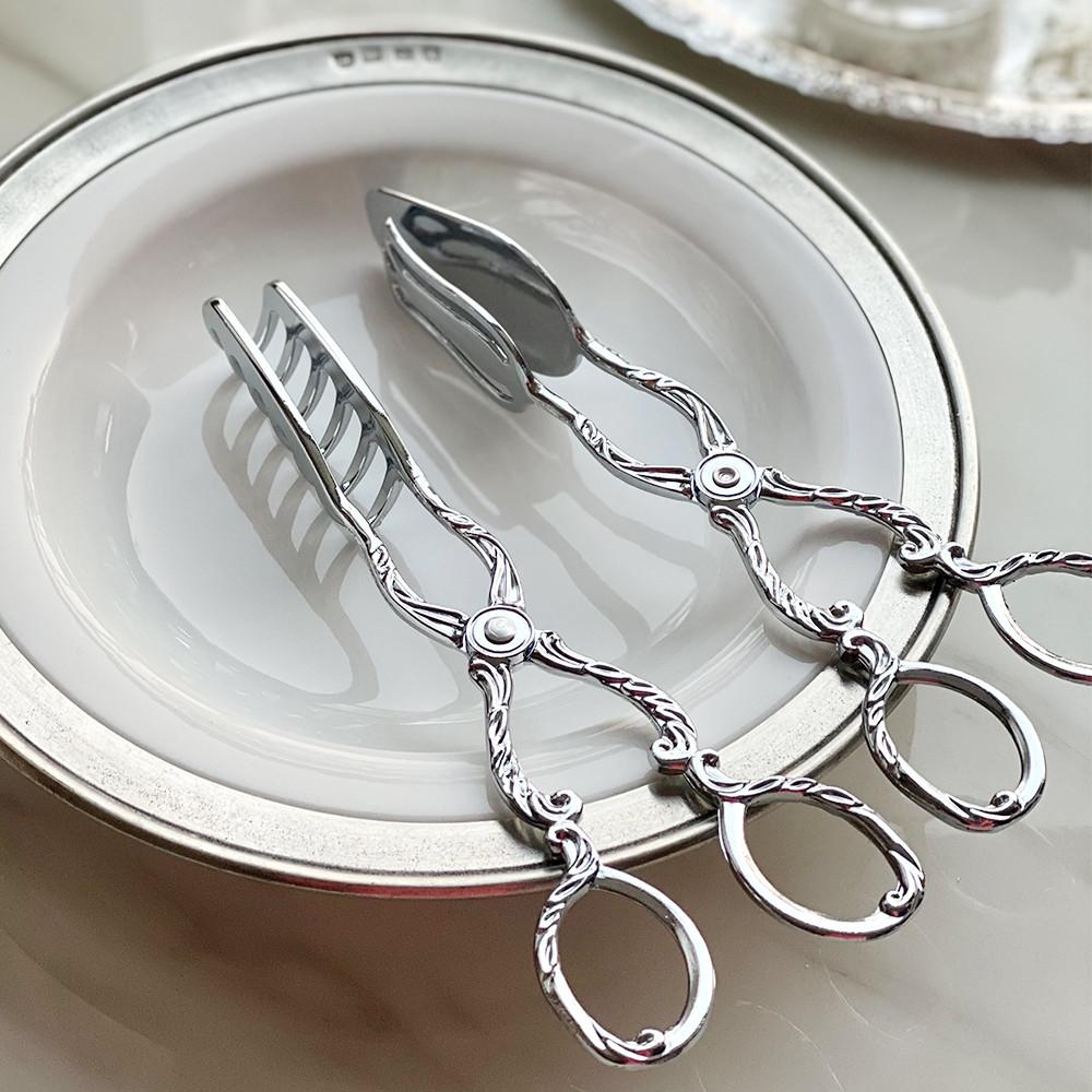 [재입고]실버 앤틱스타일 파스타 샐러드 집게 디저트 뷔페 홈파티 실버 서버