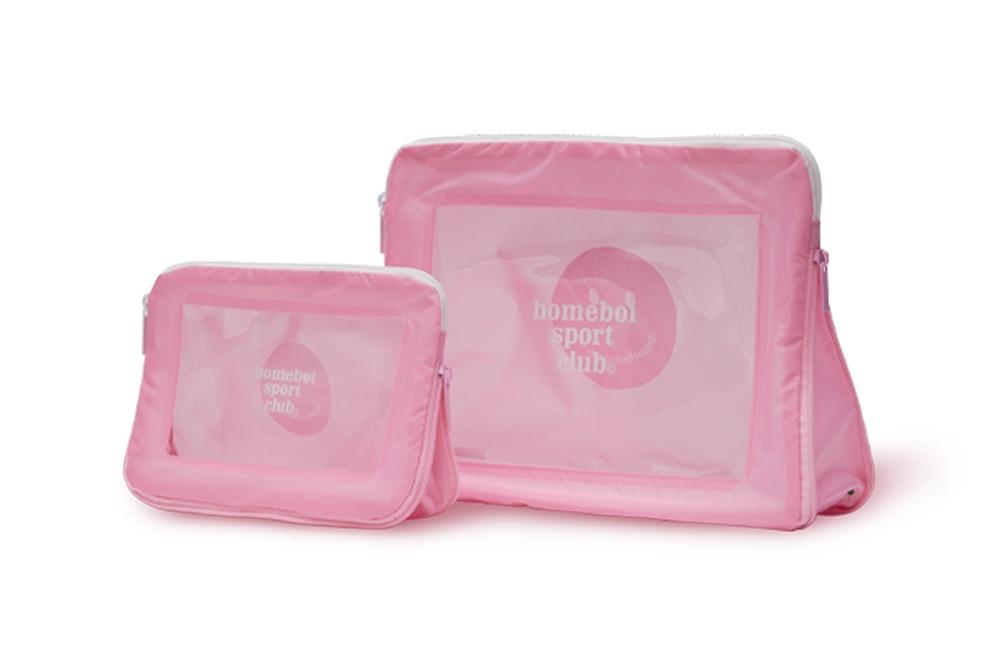 travel pouch set (Medium, Large) - pink