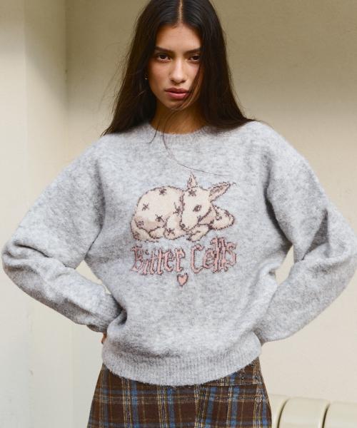 디어 부클 니트-라이트 그레이