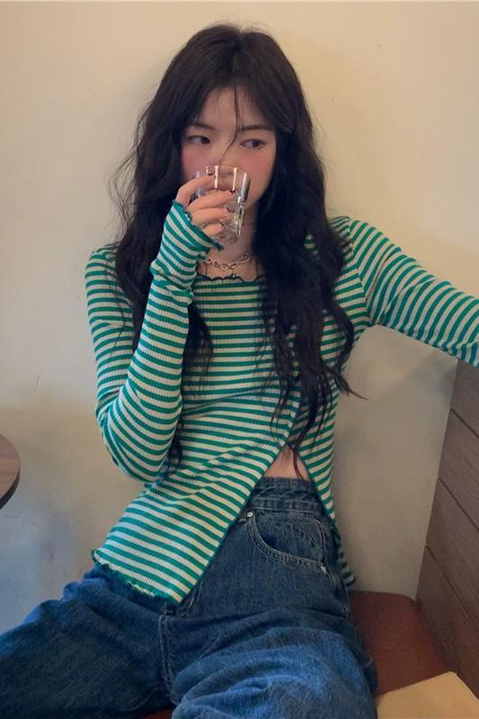 스트라이프 물결 웨이브 니트 3color