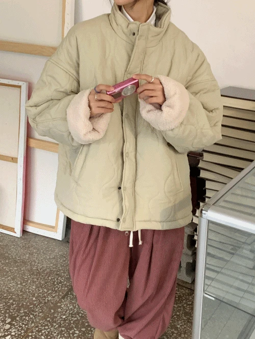 [☃️안감양털/겨울깔깔이] 롱롱 양털 항아리 숏 패딩 집업 점퍼 -5colors