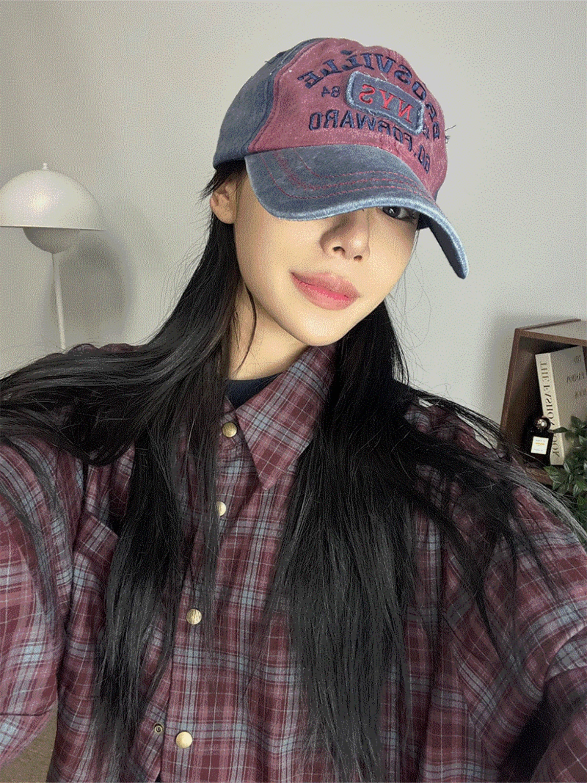 빈티지 배색 자수 볼캡