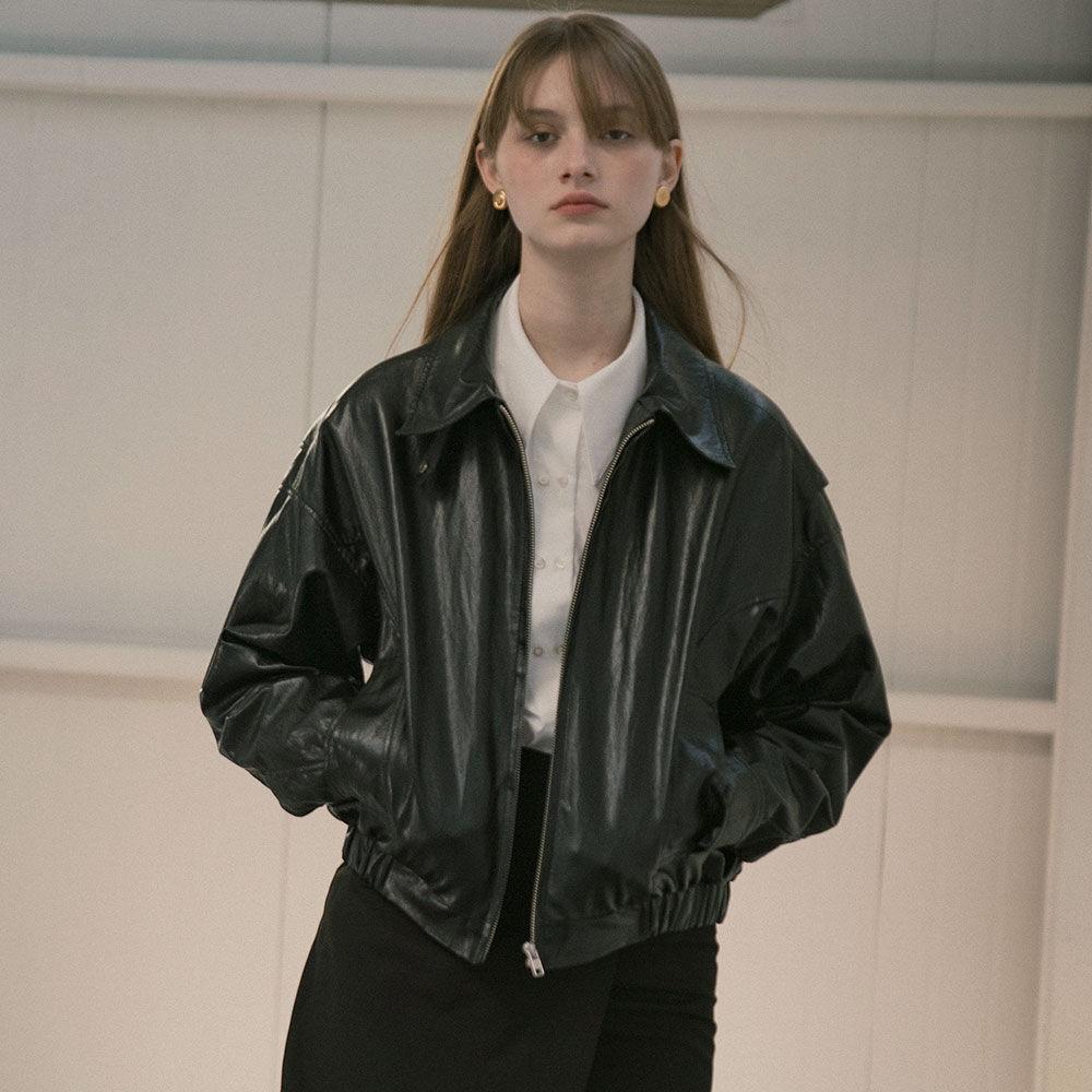 SIOT4075 Leather Bomber Jacket_Black