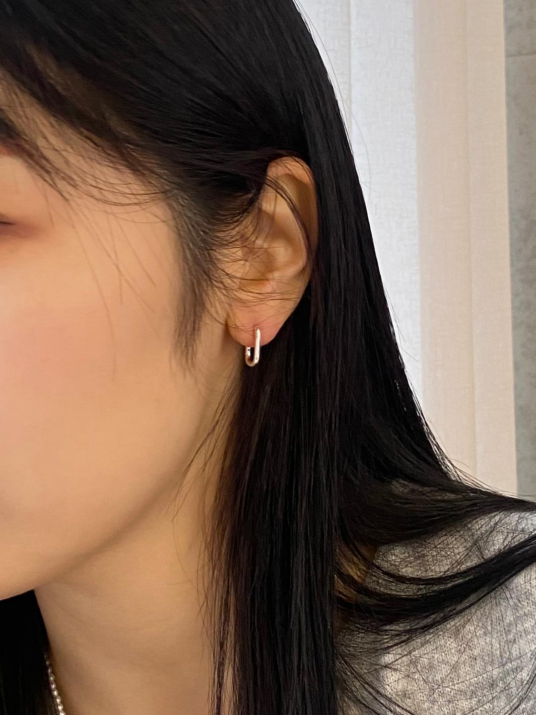 [925silver]U line hoop earring