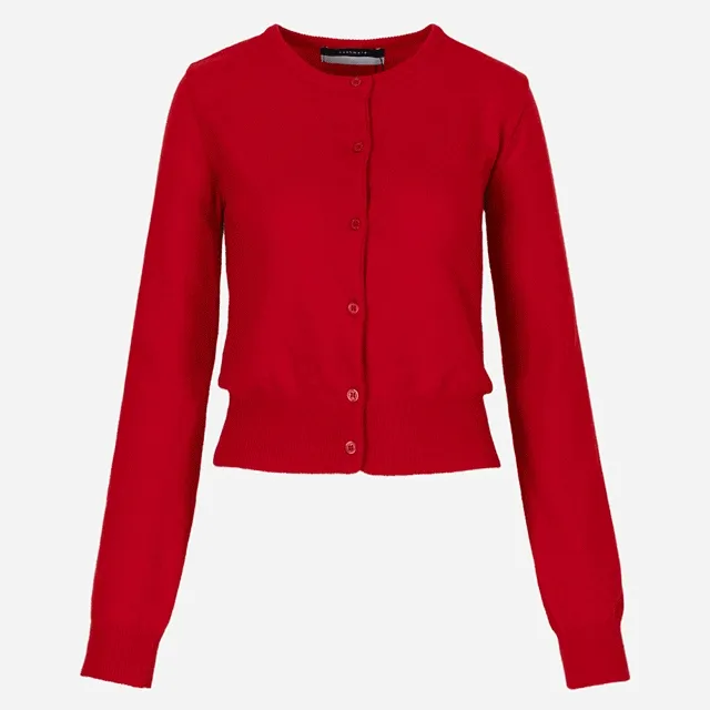 [가을 신상] CASHMERE CROP ROUND NECK KNIT CARDIGAN 캐시미어 크롭 램스울 라운드 라운드넥 니트 가디건