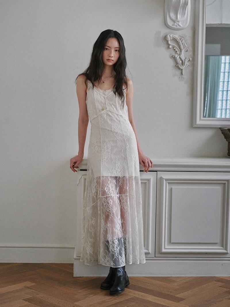 Ouel - [3/13예약] FLOWER LACE SLIP LONG DRESS_IVORY