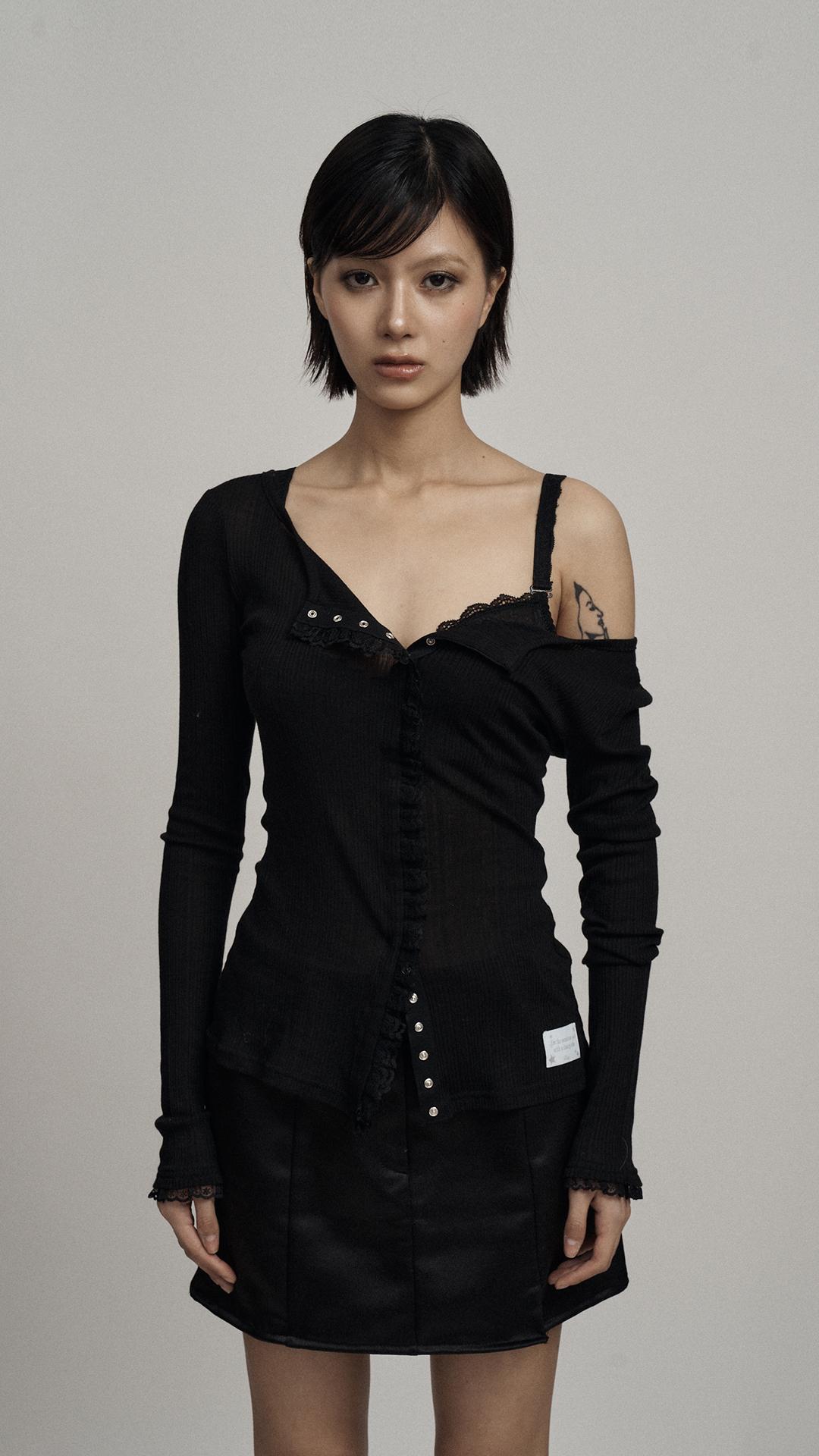 BLACKLACE TRIM CARDIGAN