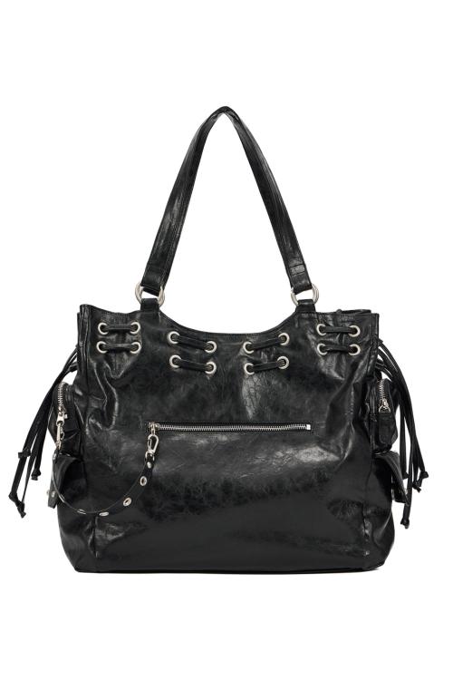 DEINET NEW STUD STRING BIG BAG IN BLACK