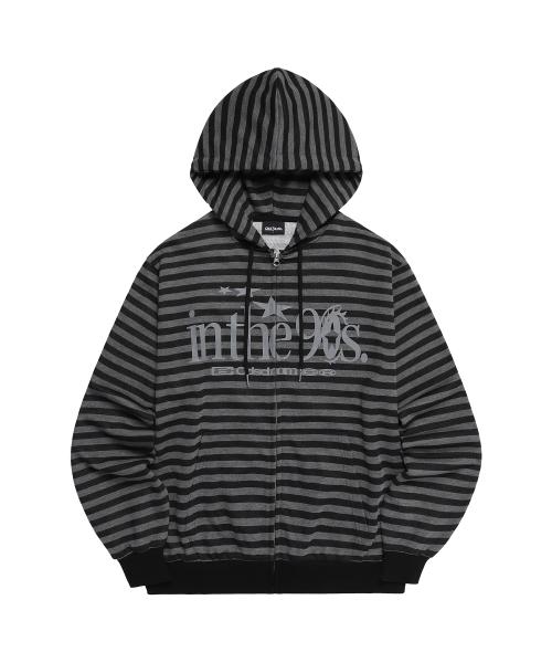 인 더 나인티스 스트라이프 후드집업 - CHARCOAL / BLACK