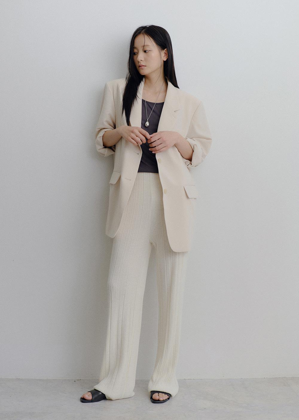 pleats banding pants (ivory)