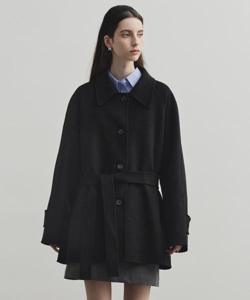 캐시미어 울 핸드메이드 하프 코트 블랙 MDCT013BLACK