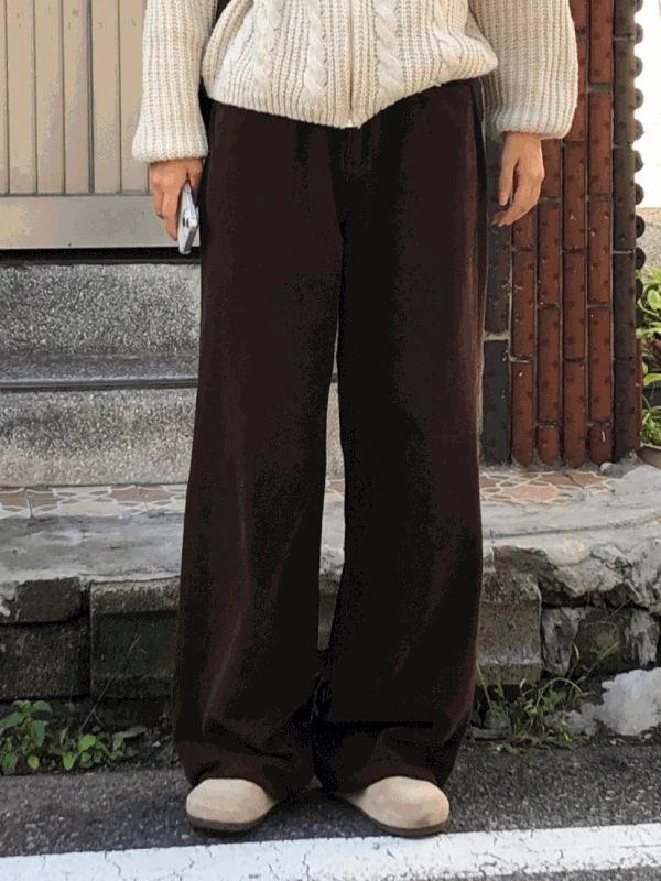 퍼지 기모 브라운바지