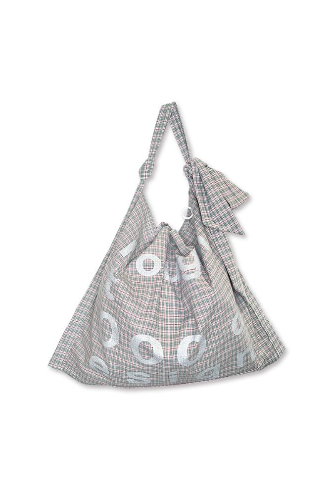[nought] 000Design Cotton Check Tie Bag / Mint