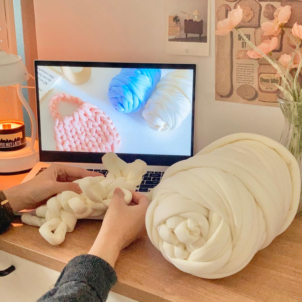 자이언트얀 빅얀 벨벳 망고실 가방 루피실 왕모찌실 핑거니팅 2cm 뜨개실 만들기