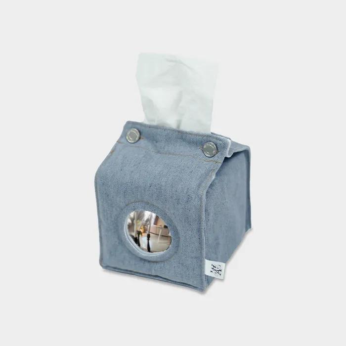 Denim cushion mirror tissue cover - LIGHT INDIGO