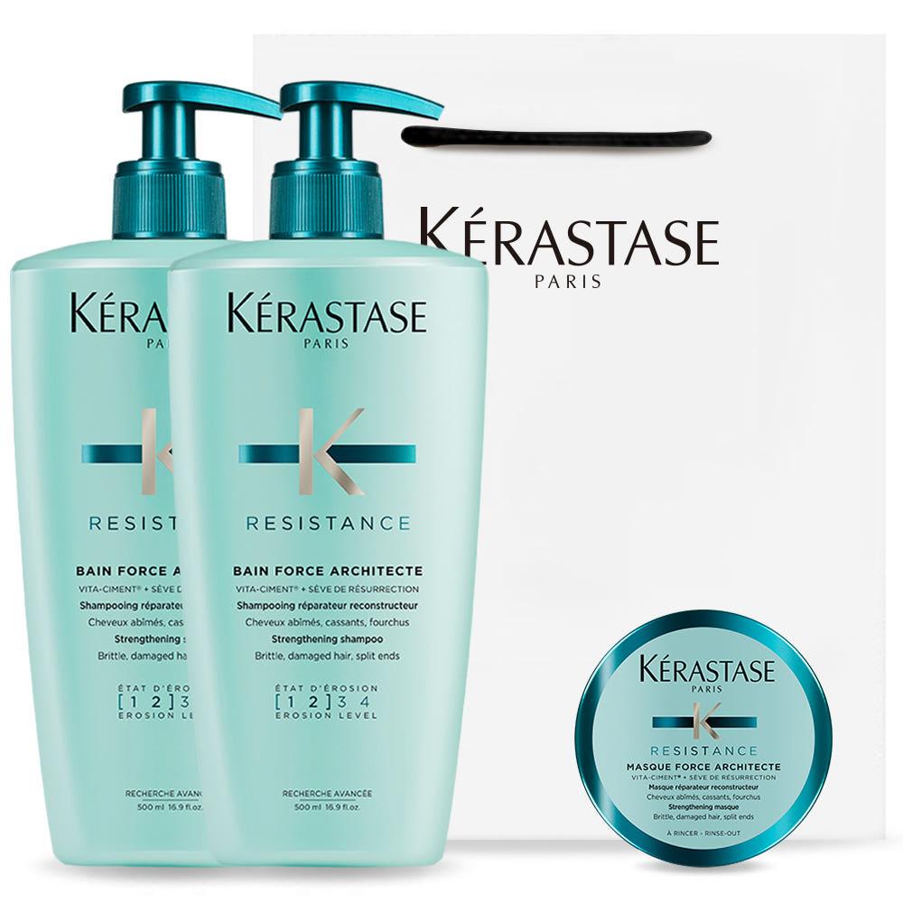 [케라스타즈][손상 모발 케어 샴푸] 방 포스 아키텍트 샴푸 500ml 듀오 세트 + 마스크 포스 아키텍트 75ml 선물구성