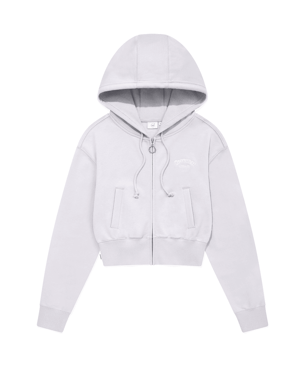 [슈화 착용] 우먼 아치 클로버하트 크롭 후디 집업 라이트 퍼플