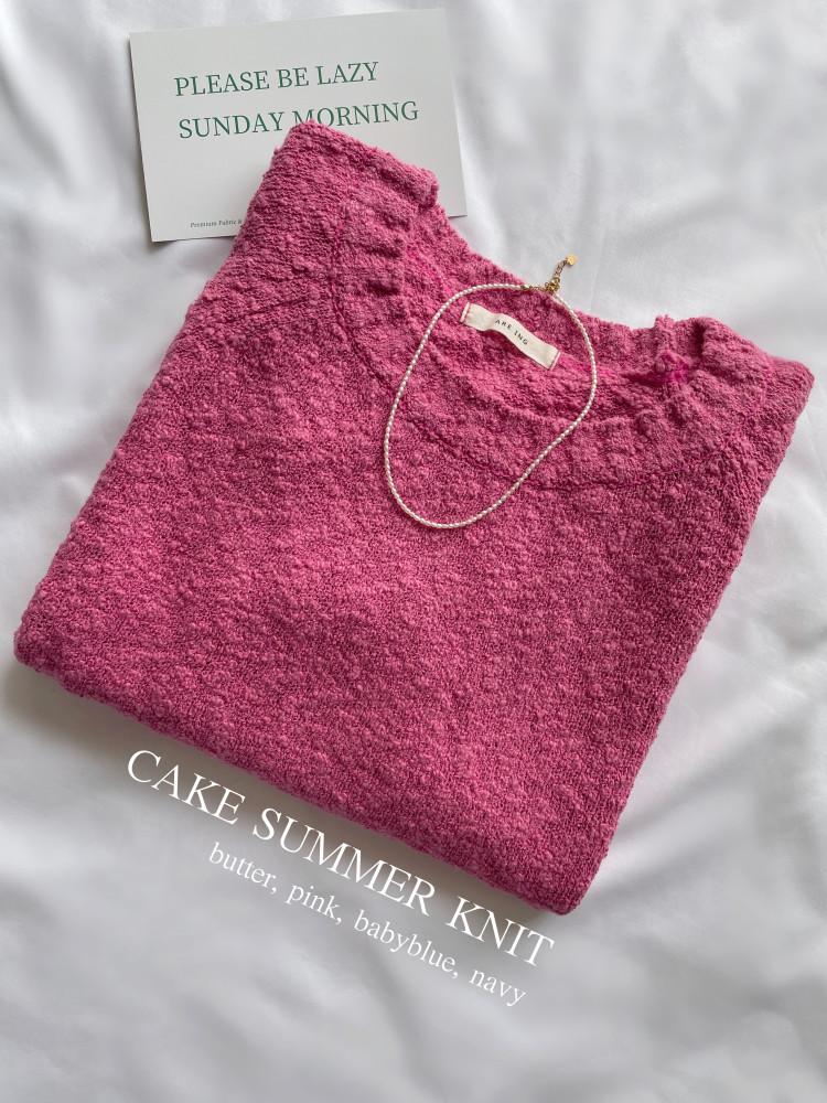 (입고지연) AREING 케이크 니트 4color 여름 반팔 부클 니트티